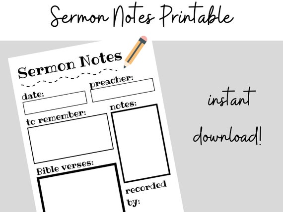 Sermon Notes Printable Printable Sermon Notes for Kids | Etsy