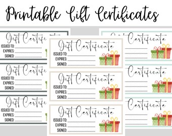 Certificados de regalo temáticos navideños para pequeñas empresas, descarga instantánea, certificados de regalo imprimibles