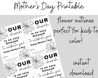 Mother's Day Printable, For Church, Flower Outlines For Kids To Color