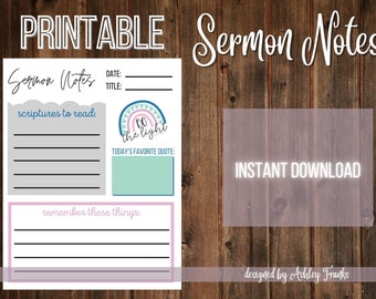 Printable Sermon Notes Page with Rainbow Design
