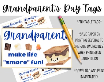 Grandparent's Day Printable Tags, S'more Themed Grandparents Day Craft