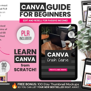 Canva Guide for Beginners with PLR Private Label Rights, Canva Guide with Video Tutorials, Done-for-You Canva Crash Course to Resell, Resell