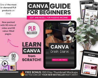 Canva Guide for Beginners with PLR Private Label Rights, Canva Guide with Video Tutorials, Done-for-You Canva Crash Course to Resell, Resell