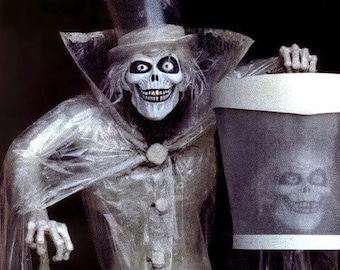 Haunted Mansion Hatbox Ghost Disneyland  Art Decoupaged on Wood