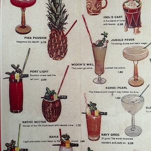 Carte des boissons du restaurant Kahiki Tiki vintage Art découpé sur bois image 6