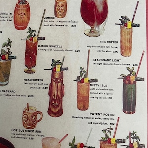 Carte des boissons du restaurant Kahiki Tiki vintage Art découpé sur bois image 7