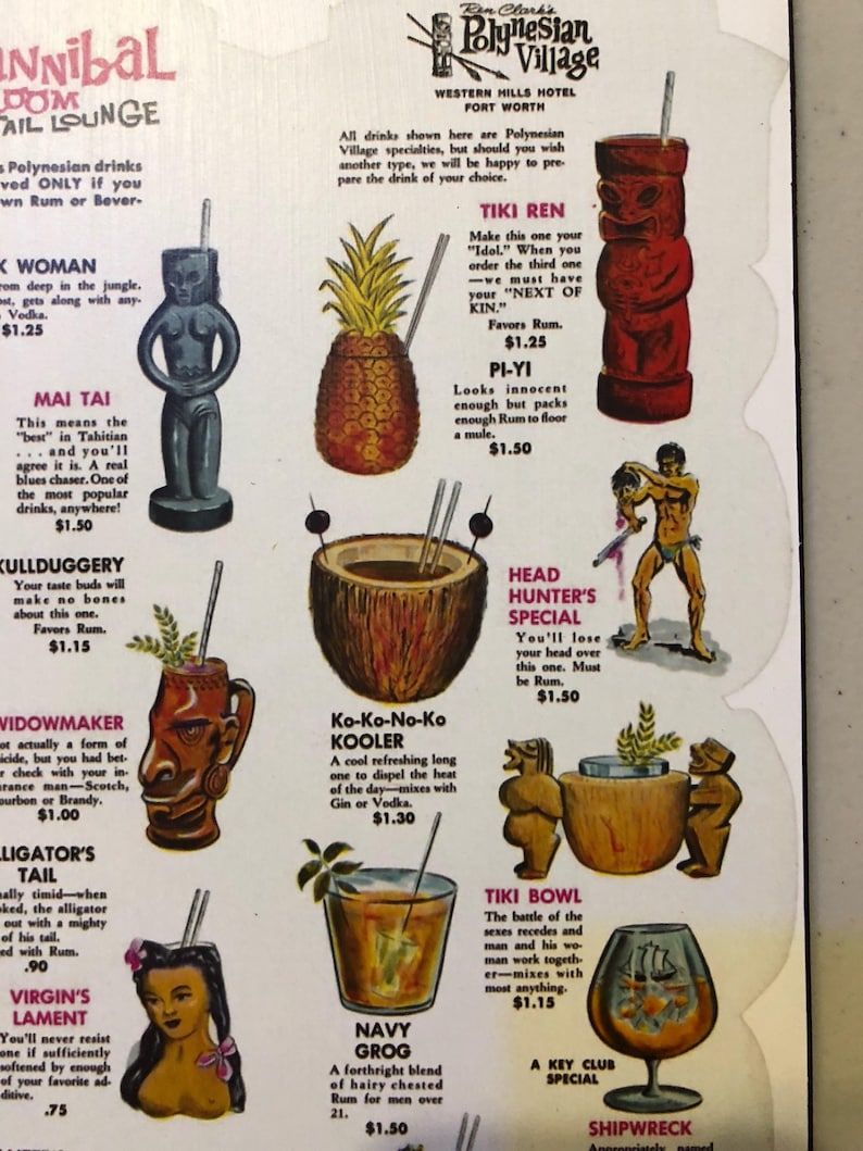 Vintage Tiki Restaurant Drink Menu Art Etsy