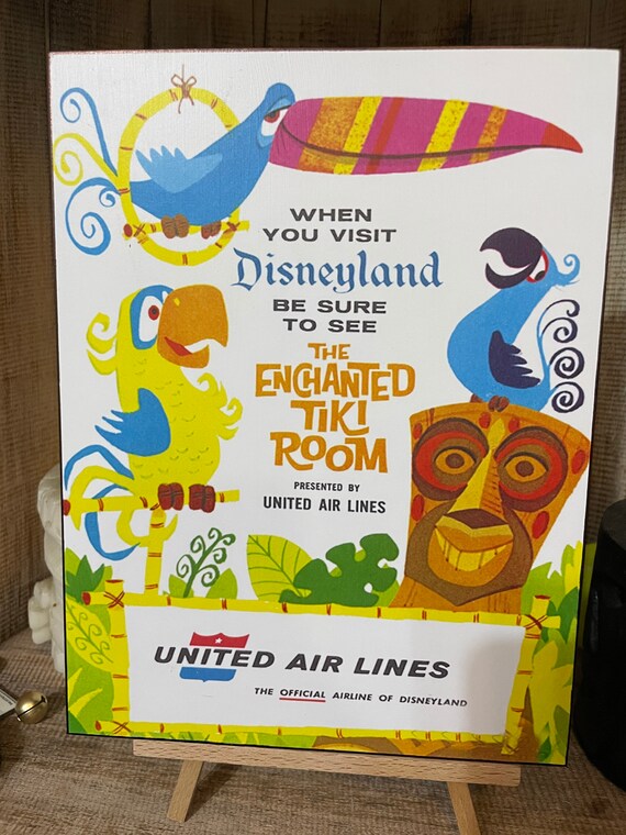 Disneyland Enchanted Tiki Room United Airlines Vintage Art