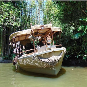Prise de contrôle d'un singe lors d'une croisière dans la jungle, découpé sur bois