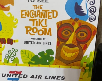 Disneyland Enchanted Tiki Room United Airlines Vintage Art