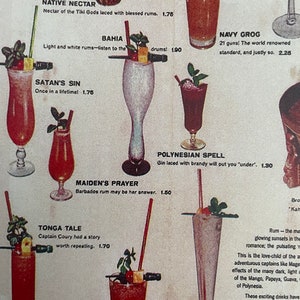 Carte des boissons du restaurant Kahiki Tiki vintage Art découpé sur bois image 4