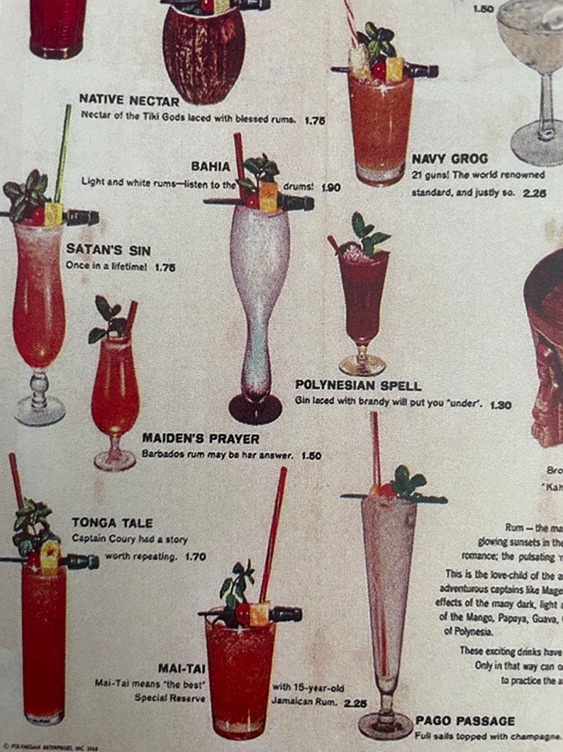 Carte des boissons du restaurant Kahiki Tiki vintage Art découpé sur bois image 4