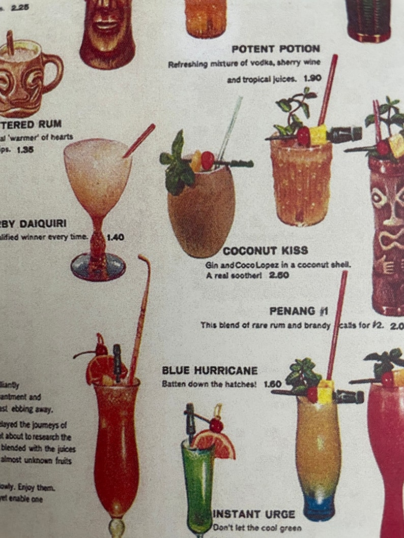 Carte des boissons du restaurant Kahiki Tiki vintage Art découpé sur bois image 5