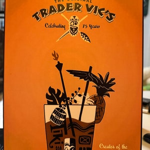 Trader Vic&#39;s Tiki Art Decoupaged on Wood