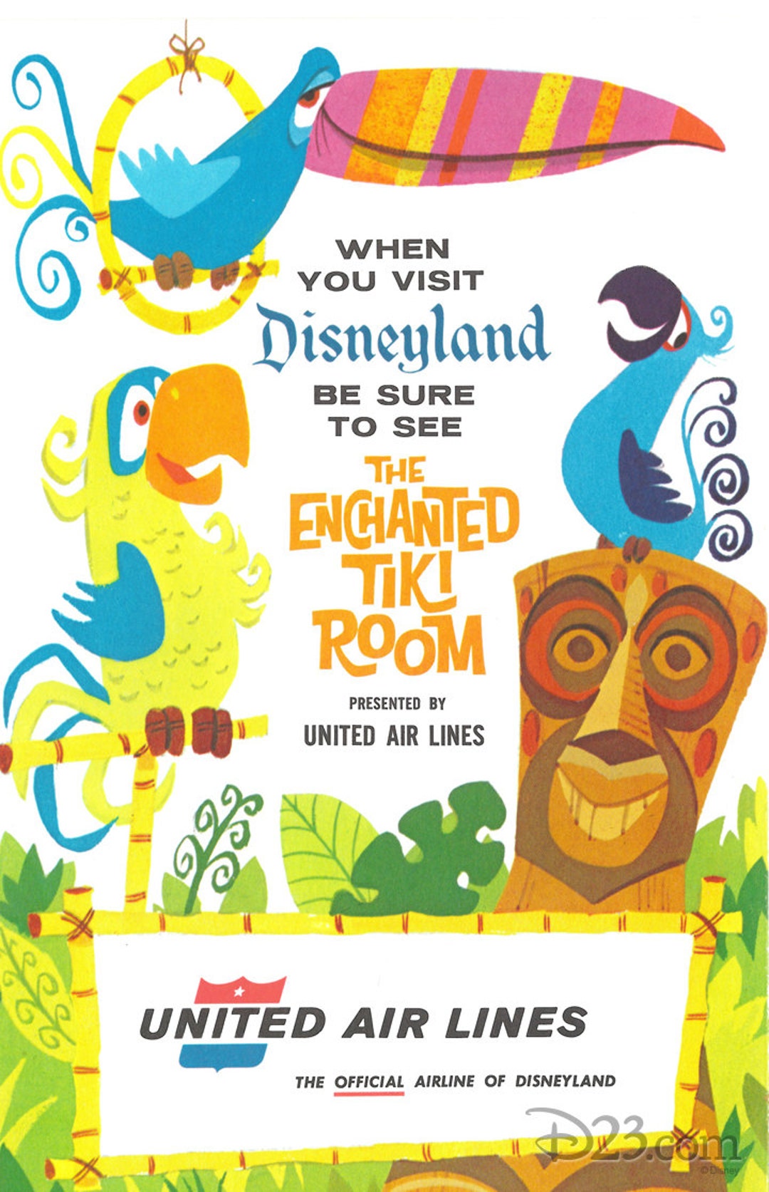 Disneyland Enchanted Tiki Room United Airlines Vintage Art - Etsy