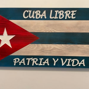 Made in USA Hand Carved & Hand Painted Cuban Flag