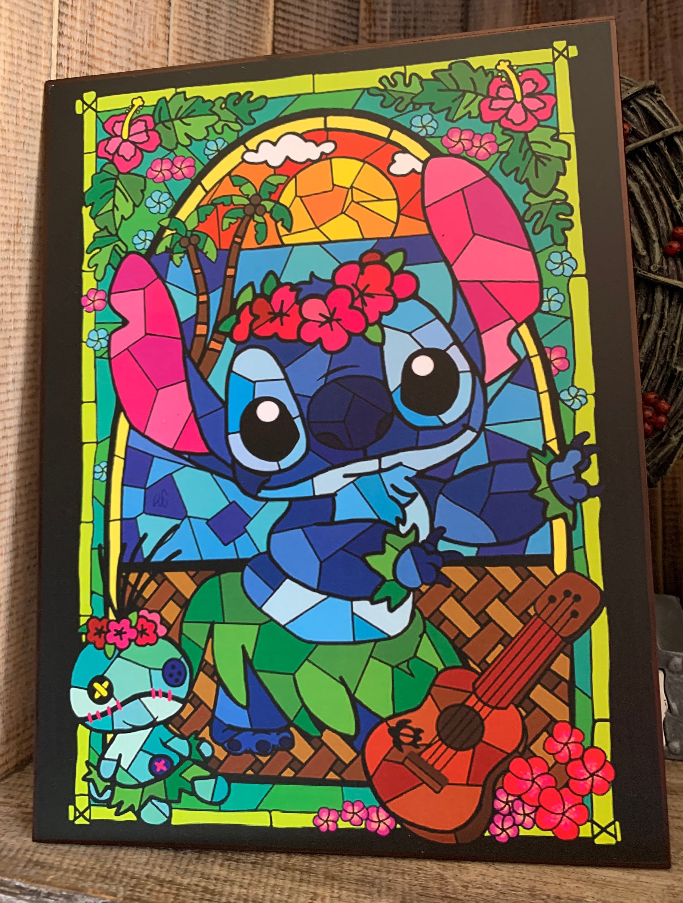 Stitch Stained Glass Disneyland Art - Etsy