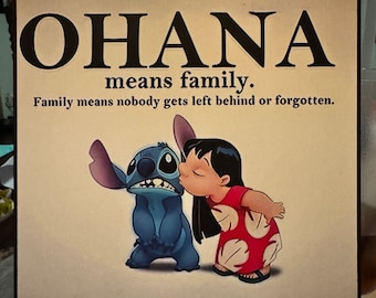 Ohana Means Family Lilo & Stitch Disney Art Decoupaged on Wood