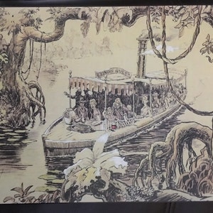 Disneyland  Jungle Cruise Boat Art Decoupaged on Wood