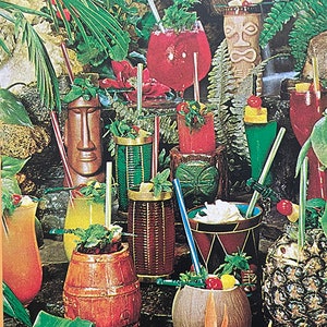 Vintage Drinks  Tiki Art Decoupaged on Wood