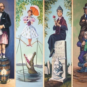 Haunted Mansion Stretching Portraits Disneyland  Art Version 2(All Four On One Wooden Plaque)