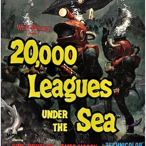 20,000 Leagues Under The Sea  Technicolor Disneyland  Art Decoupaged on Wood