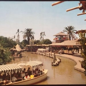 Disneyland  Vintage Jungle Cruise Postcard Art Decoupaged on Wood