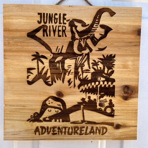 Laser Etched Disneyland  Jungle River Cruise Wooden Sign