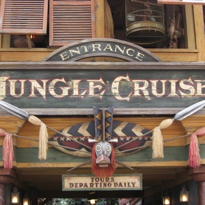 Disneyland  Jungle Cruise Attraction Sign Decoupaged Wood Art