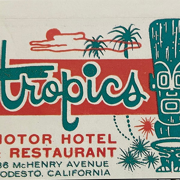 The Tropics Vintage Tiki Art Decoupaged on Wood