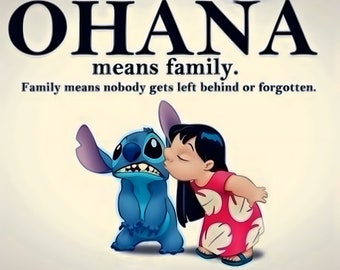 Ohana Means Family Lilo & Stitch Disney Art Decoupaged on Wood