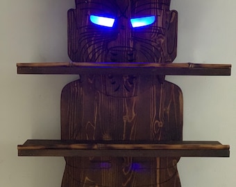 Maori Wowie Mug Shelf with Glowing Eyes
