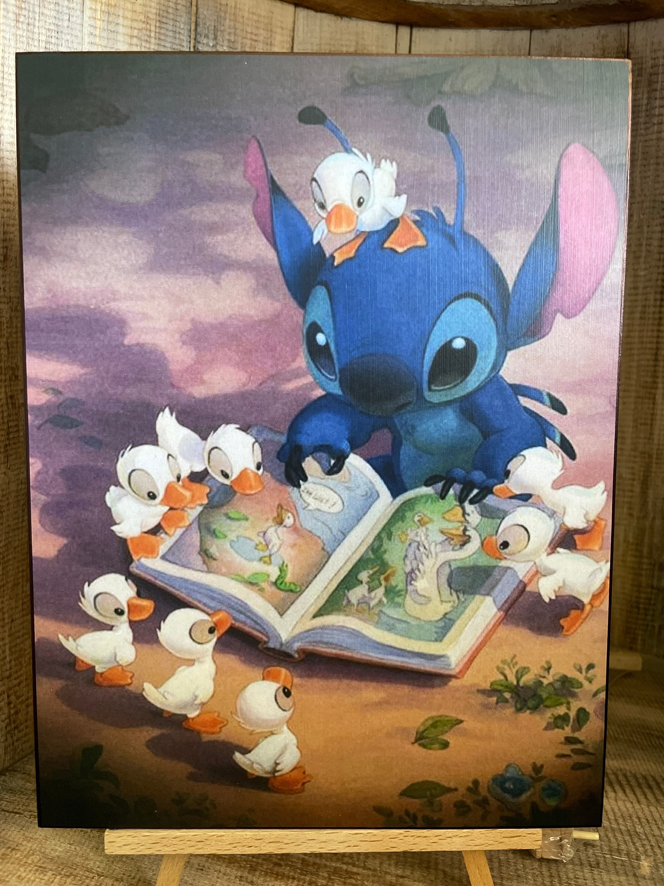 Stitch Reading to Ducks Disneyland Art Etsy