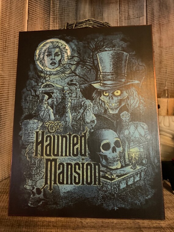 Haunted Mansion Disneyland Art Decoupaged on Wood - Etsy