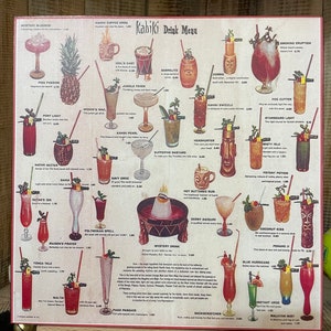 Carte des boissons du restaurant Kahiki Tiki vintage Art découpé sur bois image 1