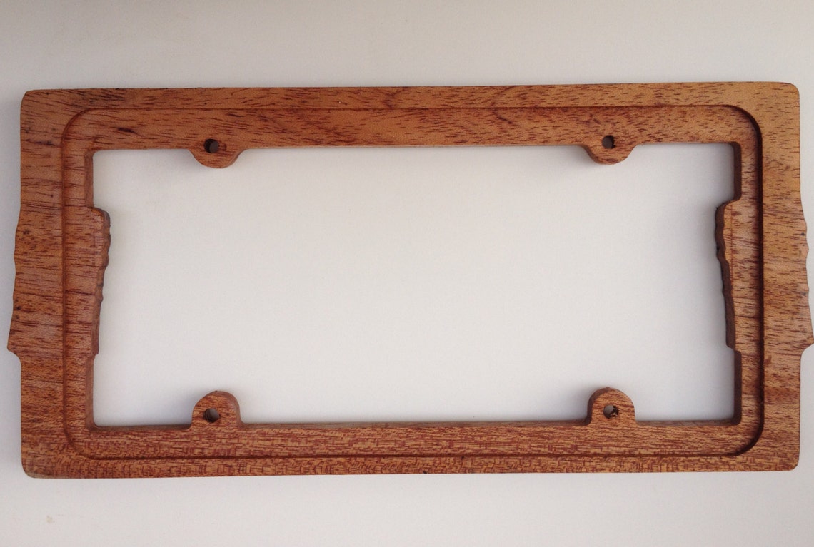 Tiki Kilroy Mahogany Wood Hand Carved License Plate Frame Etsy