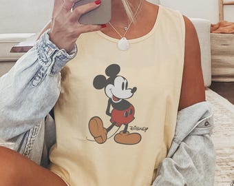 Comfort Colors® Retro Mickey Tank Top, Vintage Mouse Summer Shirt, Retro Minnie Graphic Top, Disney Vacation Tank
