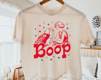 T-shirt carré patriotique Boop Eagle, t-shirt court graphique USA 250, chemise rétro 4 juillet, cadeau de la fête de l'indépendance, t-shirt amoureux de l'Amérique