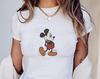 Retro Mickey Disney Baby Tee, Classic Mickey Baby Tee, Magic Kingdom Shirts, Classic Mickey Baby Tee, Y2k 90s Style Mickey Mouse Tee
