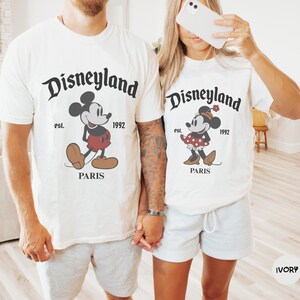 Disneyland Couple Paris Shirt, Comfort Colors® Retro Mickey Mouse Disneyland Paris Tee, Disney France Family Trip Shirts image 2