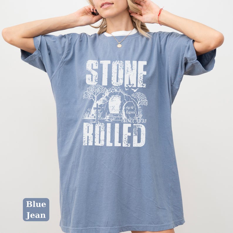 Comfort Colors Christian Easter Shirt, He Is Risen Tee, The Stone Rolled Since AD 33 Jesus Christ Tee, Christian Faith-Based Gift Shirt image 8
