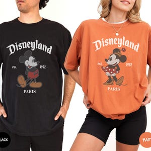 Disneyland Couple Paris Shirt, Comfort Colors® Retro Mickey Mouse Disneyland Paris Tee, Disney France Family Trip Shirts image 5