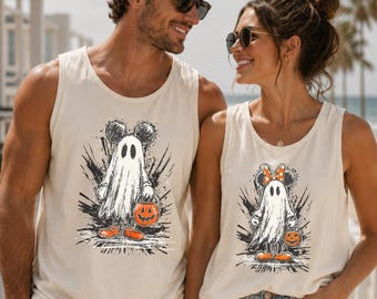 Comfort Colors® Mickey Minnie Halloween Tank Top, Disney Halloween Shirt, Spooky Season Couple Outfit, Matching Disney Shirts
