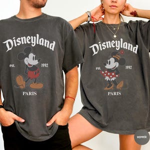 Disneyland Couple Paris Shirt, Comfort Colors® Retro Mickey Mouse Disneyland Paris Tee, Disney France Family Trip Shirts image 1