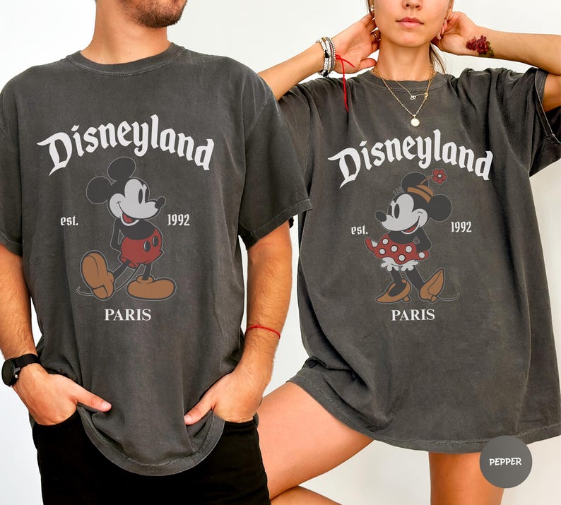 Disneyland Couple Paris Shirt, Comfort Colors® Retro Mickey Mouse Disneyland Paris Tee, Disney France Family Trip Shirts image 1