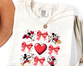 Comfort Colors Valentine Minnie Mickey Shirt,Happy Valentine's Day Shirt,Disney Heart Valentines Tee,Retro Disney Valentine Tee,Gift For Her