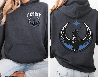 Minnesota Resistance Hoodie, Minnesota Loon Sweatshirt, Minnesota Political Protest Outfit, Dark Blue Loon Graphic Shirt