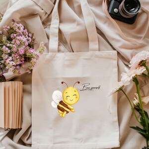 Bee Yourself Tote Bag | Stoffbeutel mit Biene | Motivations Spruch Tasche |Geschenk