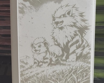 Growlithe and Arcanine Laser Engrave Ringless Zipper Binder 4-9-12 Slot Pocket Binder Pokemon