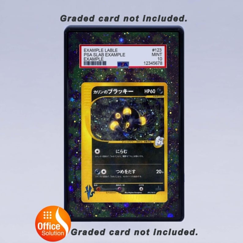 May include: A graded card holder with a Pok&eacute;mon trading card inside. The card features Japanese text and a black and yellow design. The holder has a PSA label with a serial number and grade.